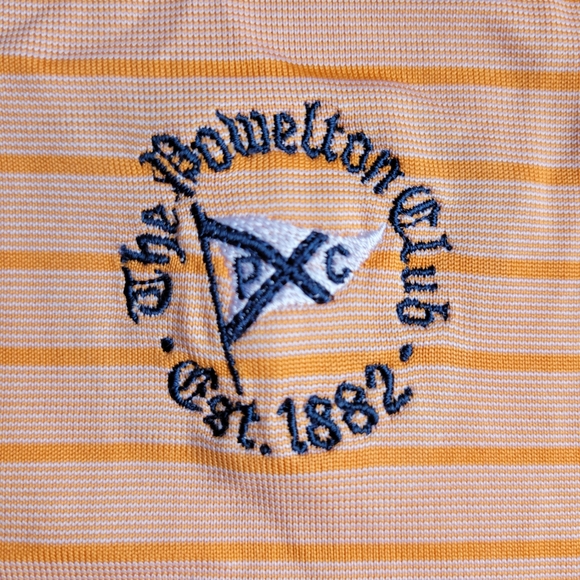 Ashworth "The Powelton Club" Men's Polyester Orange Striped Golf Polo EUC - Picture 2 of 6